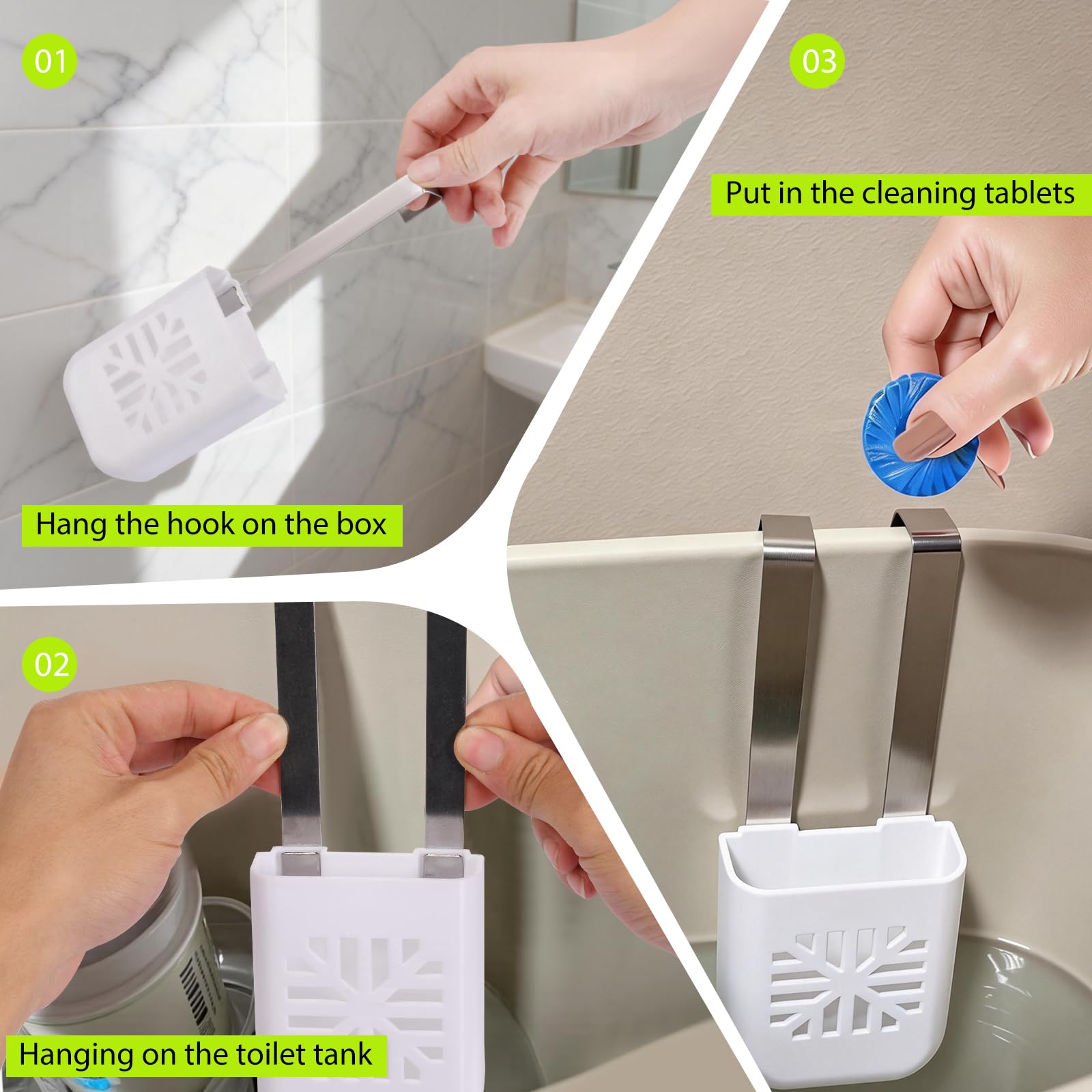 Toilet Tank Tablet Holder, Versatile Toilet Bowl Hanging Cleaner and Deodorizer Hanger, Prevents Flapper Jams & Residue, Extends Life of Drop-in