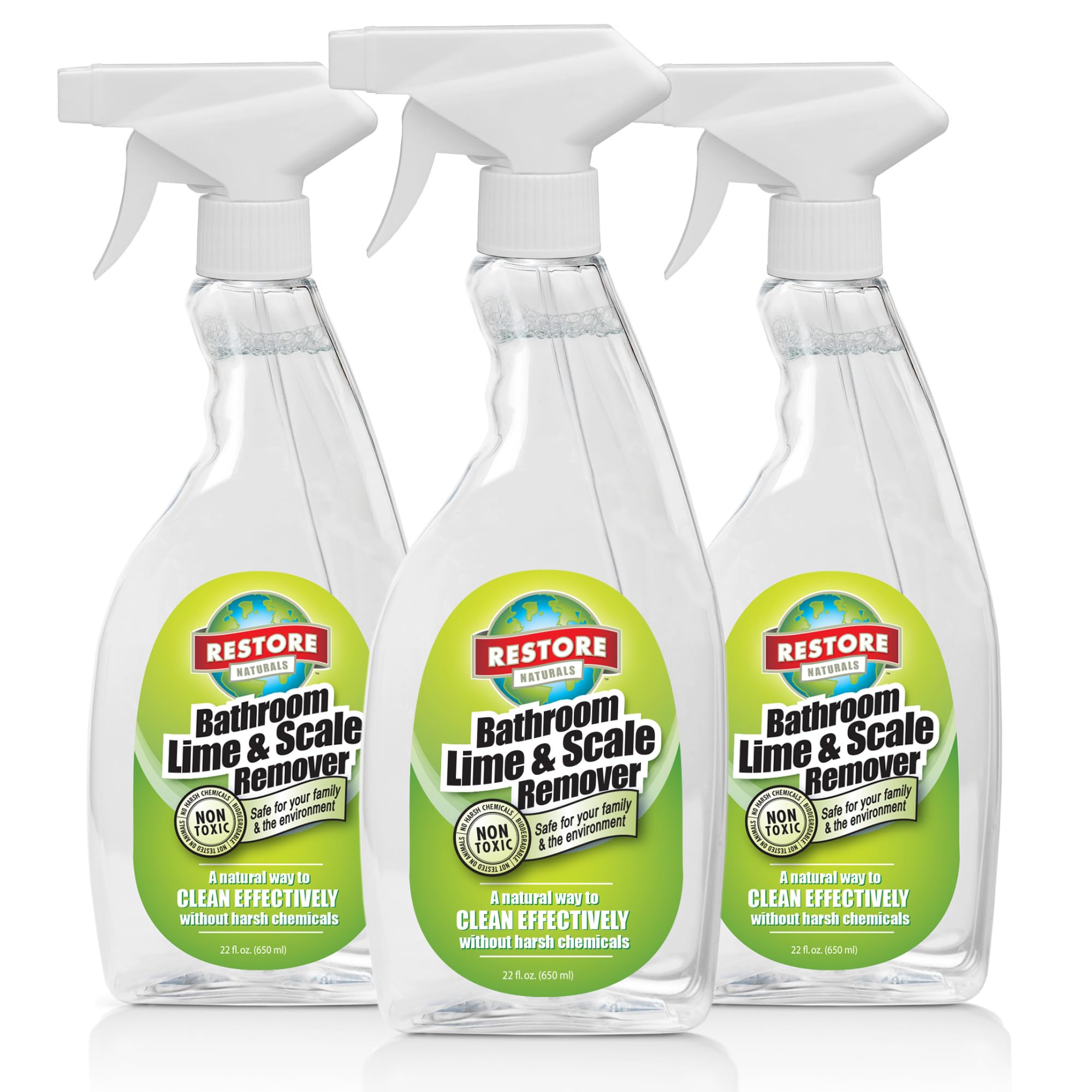 Restore Naturals Non Toxic Bathroom Cleaner - 22oz - Soap Scum Remover, Non Toxic Shower Cleaner, Safe Cleaning Products, Eco Friendly Cleaning