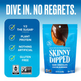 SkinnyDipped Dark Chocolate Cocoa Almonds, Healthy Snack, Plant Protein, Gluten Free, 3.5 Oz Resealable Bag, Pack of 1