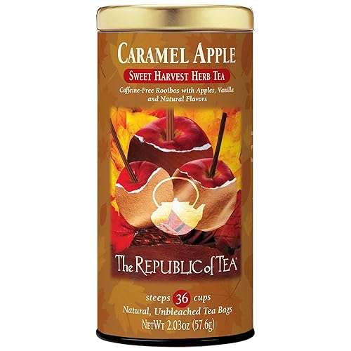 The Republic of Tea - Caramel Apple Red Tea, 36 Tea Bags, Dessert Herbal Blend, Caffeine Free, Gluten Free