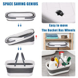 Flat Mop and Bucket Set with Heavy Duty Scrub Brush, 2 Washable Reusable Microfiber Pads, for Tile Hardwood, Wall Cleaning, Home Indoor or Outdoor