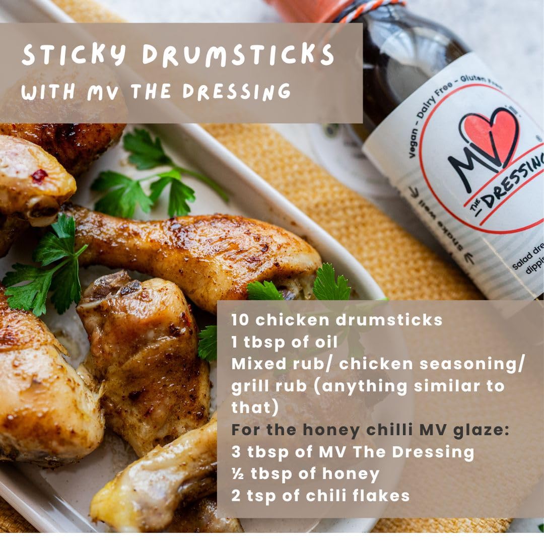 MV The Dressing Premium Olive Oil Balsamic Vinaigrette, Mediterranean Diet Salad Dressing, Marinade & Dipping Sauce, Gluten-Free, Dairy-Free, Vegan, 8