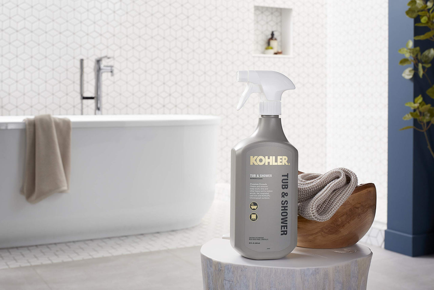 KOHLER K-EC23732-NA Tub and Shower Cleaner, Bathroom Cleaner, Restores Acrylic, Tile, Enameled cast iron, Lithocast, Residue Free, 28 FL Oz