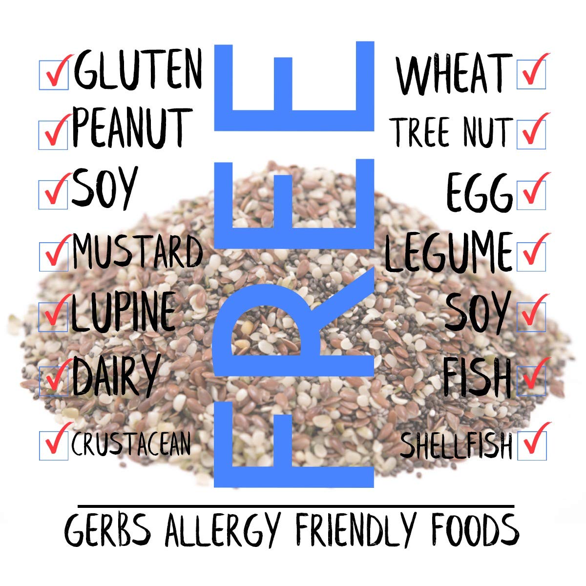 Gerbs Super 3 Seed Snack Mix 2 lbs. | Raw, No Artificial Additives, Resealable Bag | Crunchy Flax, Chia & Hemp Blend | Top 14 Allergen-Free