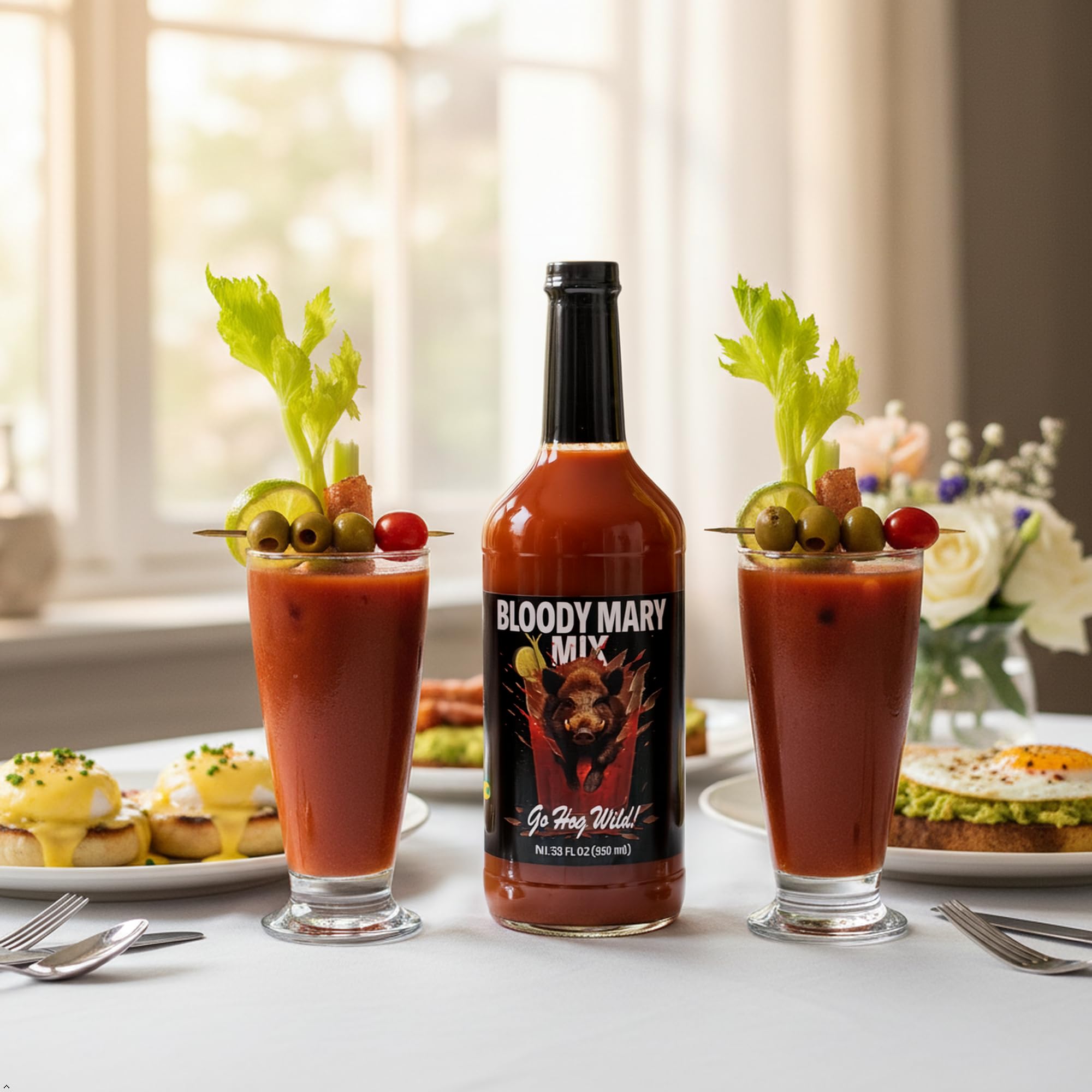 Wells Hog Heaven Bloody Mary Mix - 32 Fluid Ounce | Bold Southern Flavor with an Added Kick | Premium Cocktail Mixer Made with Our Signature Sauce |