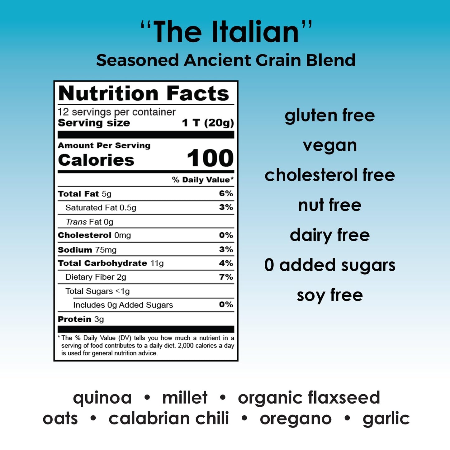 Laura’s Gourmet, Over The Top Savory Seasoned Ancient Grain Blends, “The Italian,” 10 oz. Tin, All-Natural, Gluten-Free Topper for Salads, Soups
