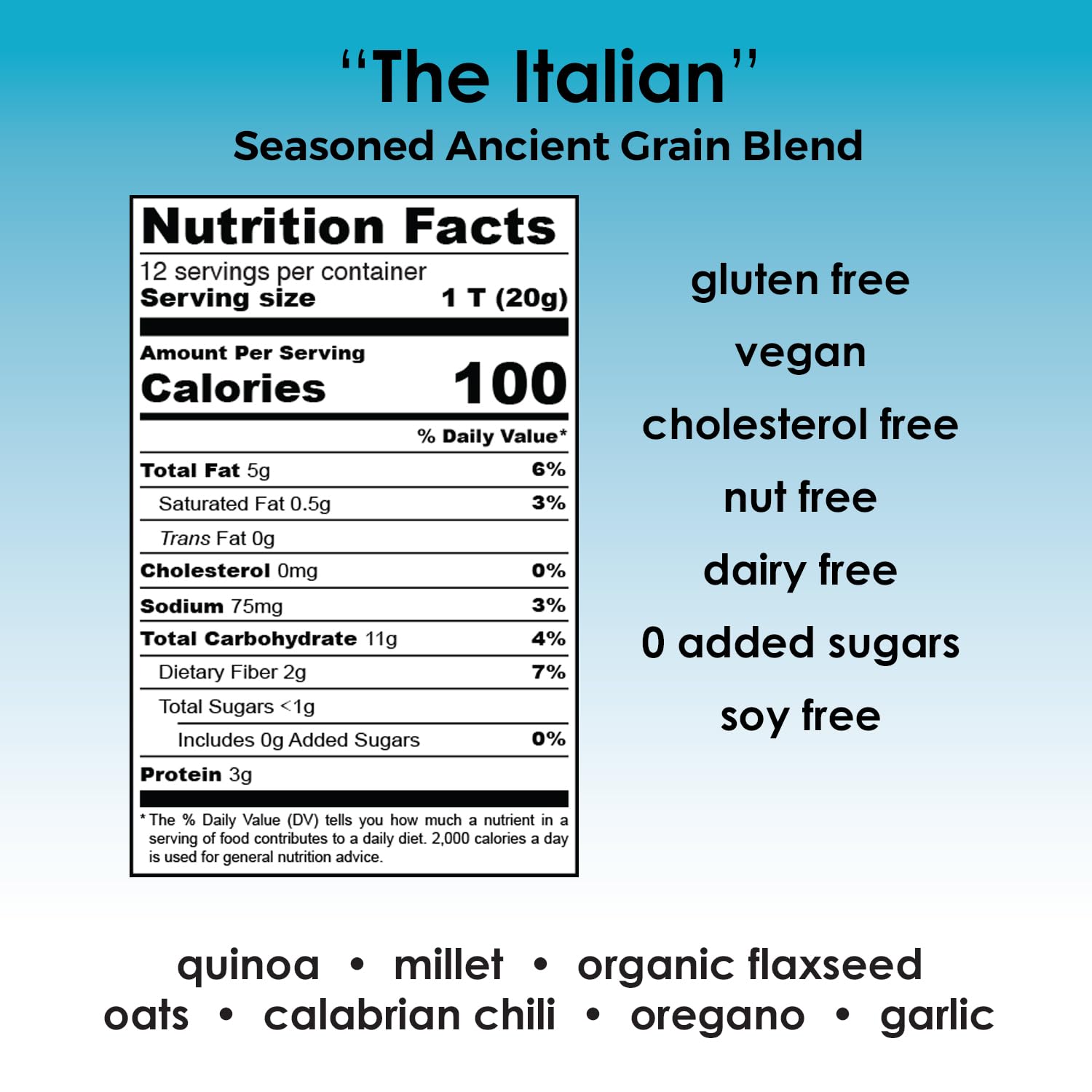 Laura’s Gourmet, Over The Top Savory Seasoned Ancient Grain Blends, “The Italian,” 10 oz. Tin, All-Natural, Gluten-Free Topper for Salads, Soups