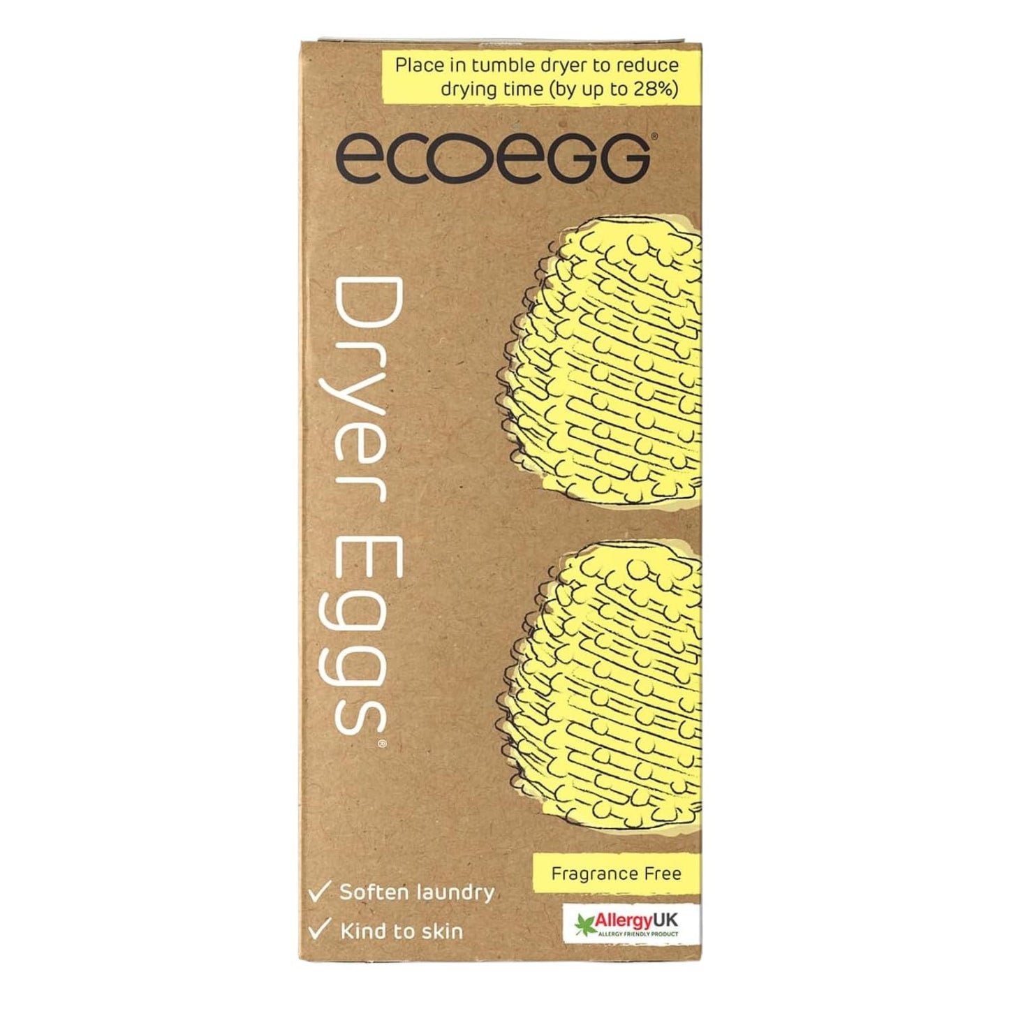 Ecoegg Dryer Egg | Reduces Drying Time | Tumble Dryer Balls replacement | Softens Clothes | Hypoallergenic | Fragrance Free | 2 Eggs