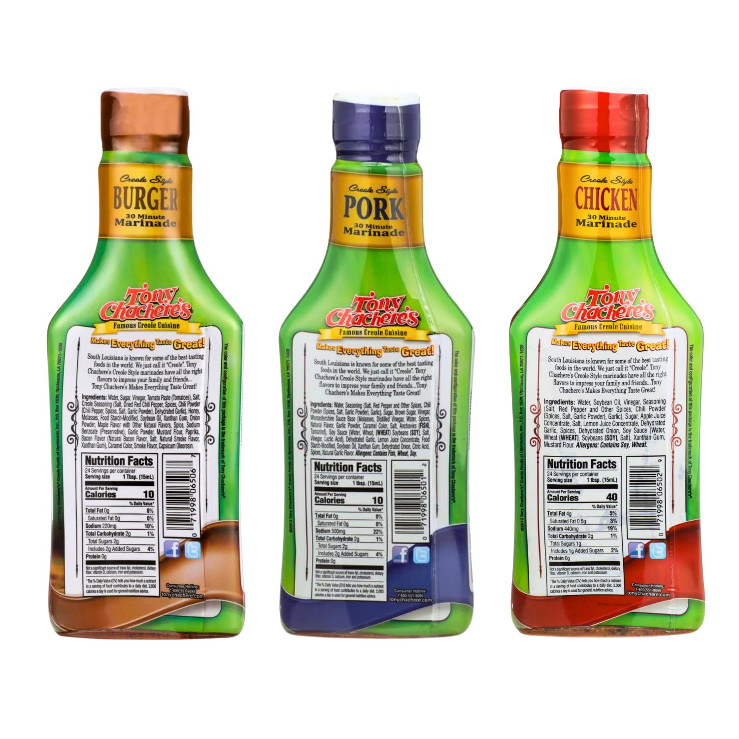 Tony Chachere Pourable Marinades, Burger, Pork & Chicken Variety Pack, 12 fl oz, 3 Count