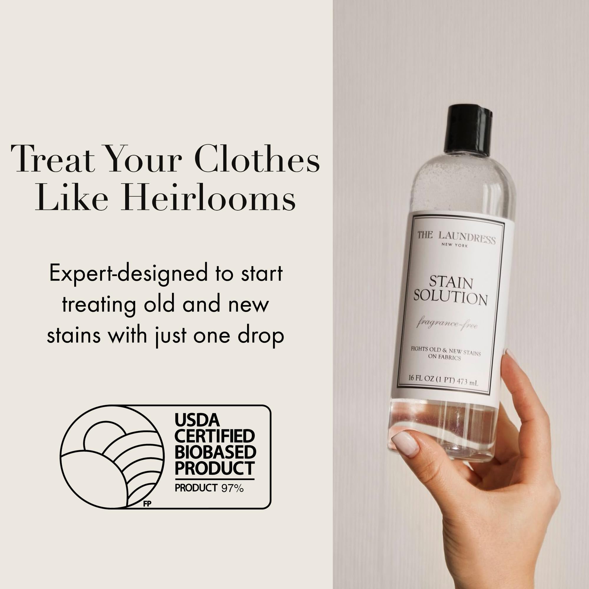 The Laundress Stain Solution, Laundry Stain Treatment, Stain Remover for Makeup, Red Wine, Coffee, Grass, & More, 16 Fl Oz