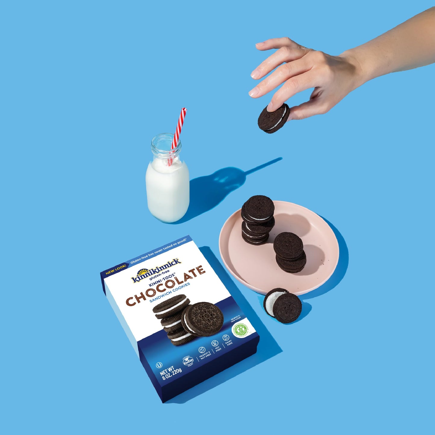 Kinnikinnick Gluten Free KinniTOOS Chocolate Sandwich Cream Cookies, 8 oz Box, Allergy Friendly, Vegan, Kosher