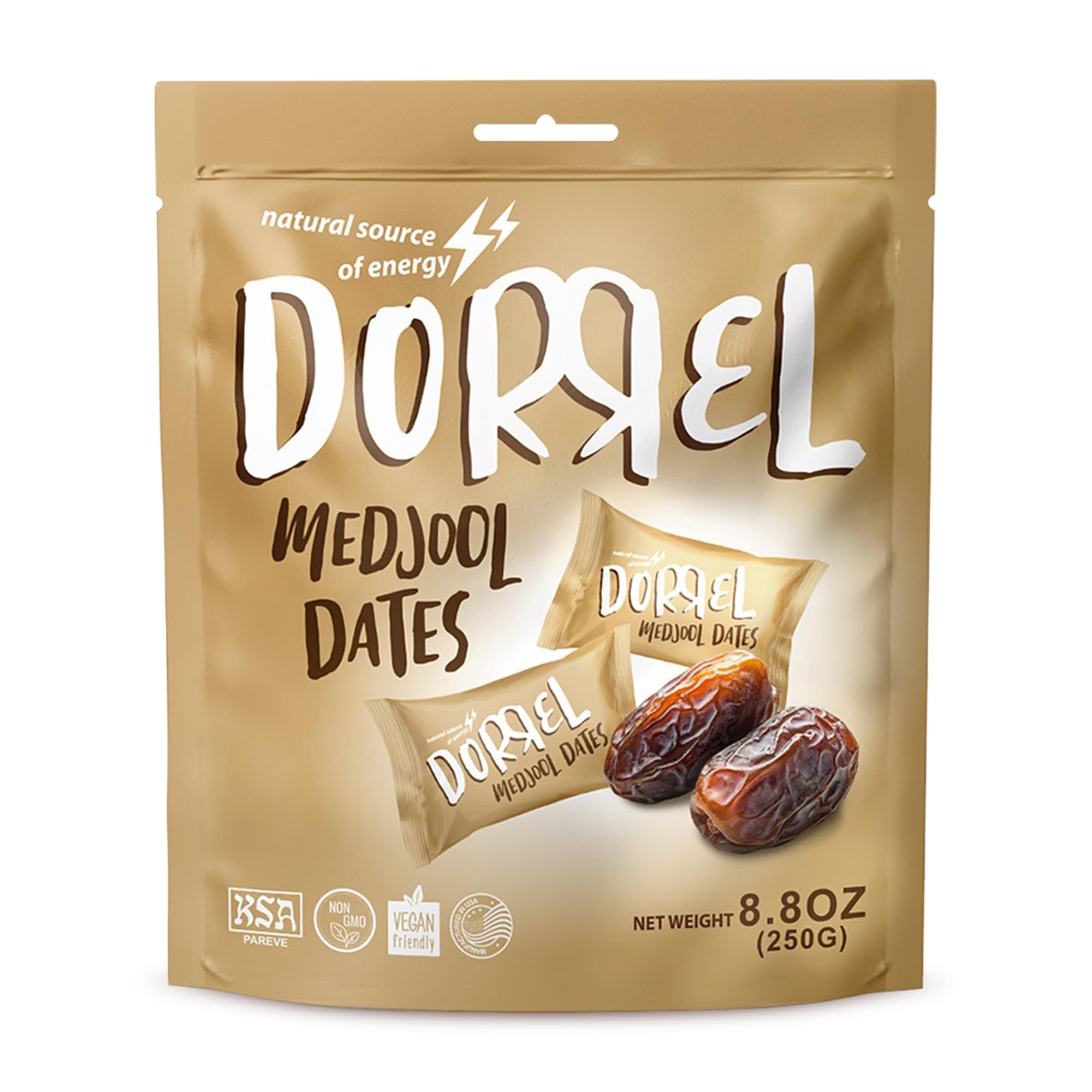 DORREL - Medjool Dates, Individually Wrapped Snacks for High Energy, Nutritious Snack, Delicious, Kosher & Non-GMO Dates Individually Packaged