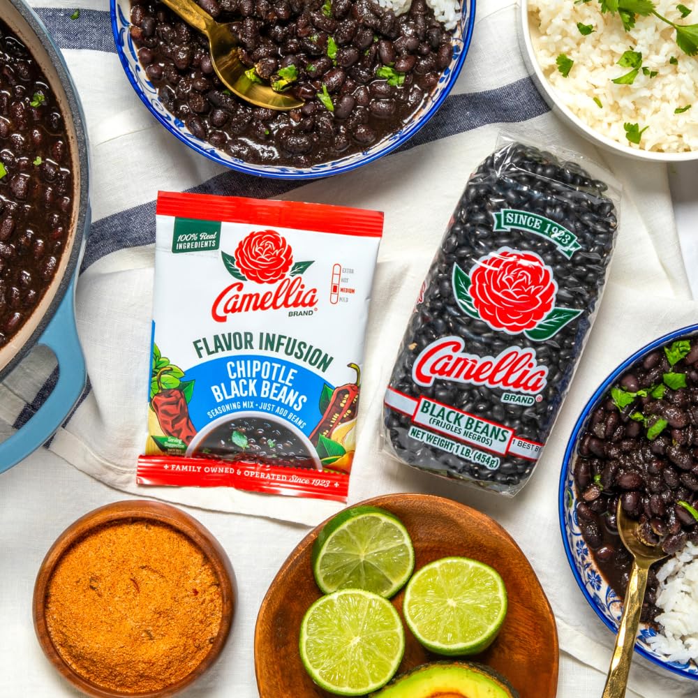 Camellia Beans Chipotle Black Beans Flavor Infusion Seasoning Mix - Smoky Chipotle Chili & Paprika Blend with Onion & Garlic - All-Natural, Non-GMO