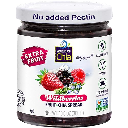 World of Chia Jam Wildberry Pack - Extra Fruit Spread, Bold Flavor & Wildberry Jelly Jam, Sweetened Pure Cane Sugar & Real Fruits, Omega-3s Superfood