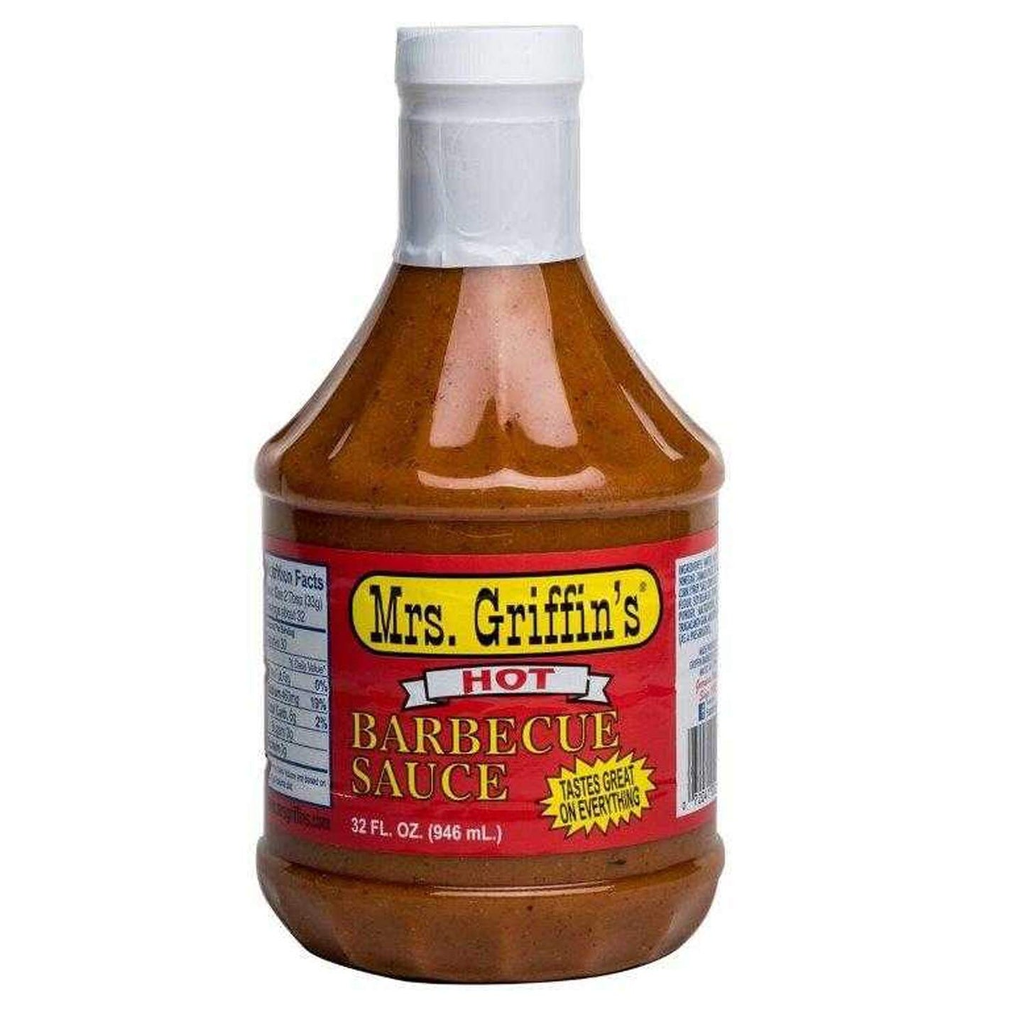 Mrs Griffin's Hot BBQ Sauce 32 oz - Tangy Mustard Based BBQ Sauce (Hot, 32 oz)
