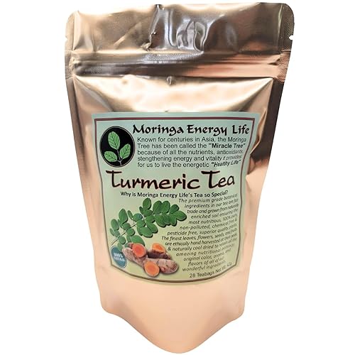 Moringa Turmeric Tea 28 tea bags (Keto, Detox, Paleo, Vitamin & Minerals, Herbal, Vegan, Gluten-Free, Non-gmo)