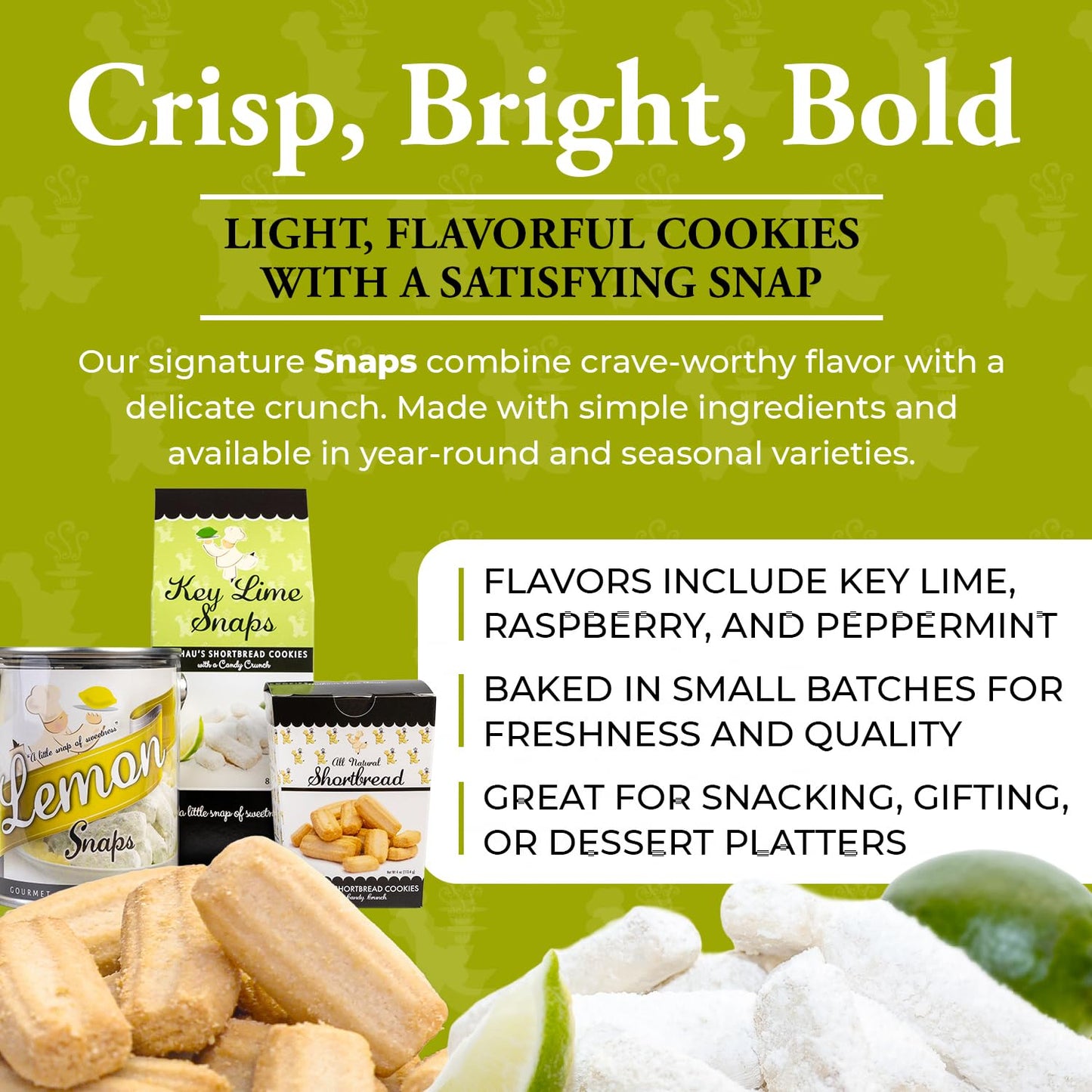 Flathau’s Fine Foods, Gourmet Shortbread Cookies, Handcrafted All Natural Artisan Bites, Southern-Baked Sweet Snaps with a Buttery Finish (Pack of 3