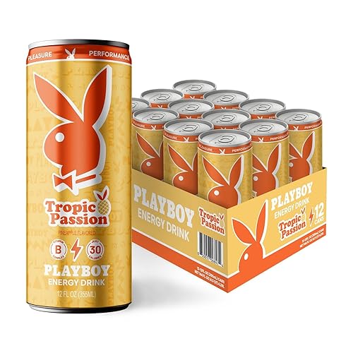 PLAYBOY Energy Drink - Tropic Passion (Pineapple) - 12 Pack of 12oz Cans | Performance + Pleasure Energy | NextGen Lifestyle Drink