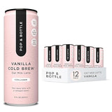 Pop & Bottle Oat Milk Latte - Cold Brew with Marine Collagen, MCT Oil, Organic, Dairy Free, Gluten Free, Sweetened with Dates - Vanilla, 8 Fl Oz (12