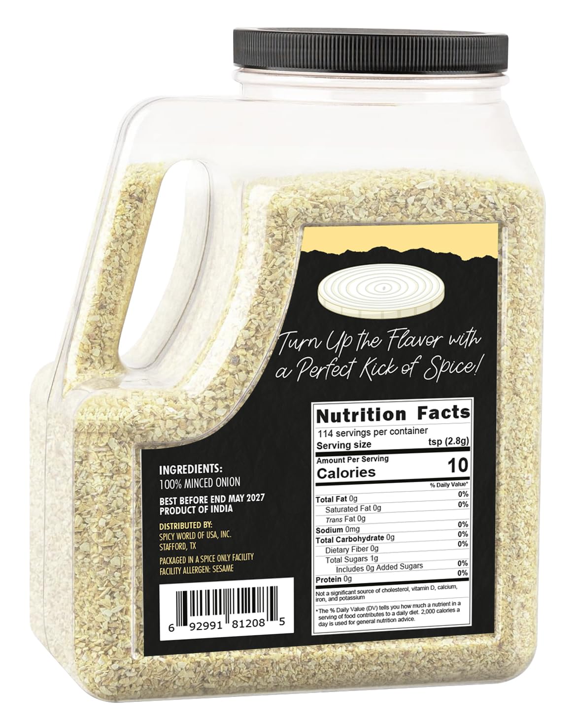 Spicy World Minced Onion 4 LB Jar - Gluten Free, Bulk Dehydrated Chopped Onions for Cooking, Dried Onion Flakes, Non-GMO, Long Shelf Life, Great