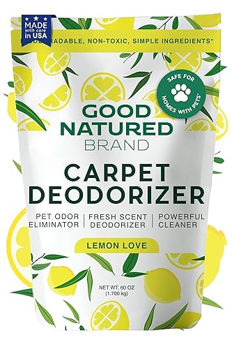 Good Natured Brand | Carpet Deodorizer & Freshener Powder | 60 oz Pet Odor Eliminator for Strong Odor & Pet Urine | Fresh Natural Lemon Love | Safe