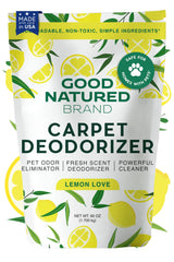 Good Natured Brand | Carpet Deodorizer & Freshener Powder | 60 oz Pet Odor Eliminator for Strong Odor & Pet Urine | Fresh Natural Lemon Love | Safe