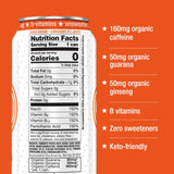 Hiball Clean Energy Drink - Blood Orange - Zero Sugar, Zero Calorie Sparkling Water with 160mg Organic Caffeine, 50mg Organic Ginseng, 50mg Organic