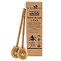 Squirrel Eco-Friendly Toilet Brush with Natural Coconut Fiber Handle and Wooden Handle, Pack of 2, Sustainable Bowl Cleaner with Hanging Hook