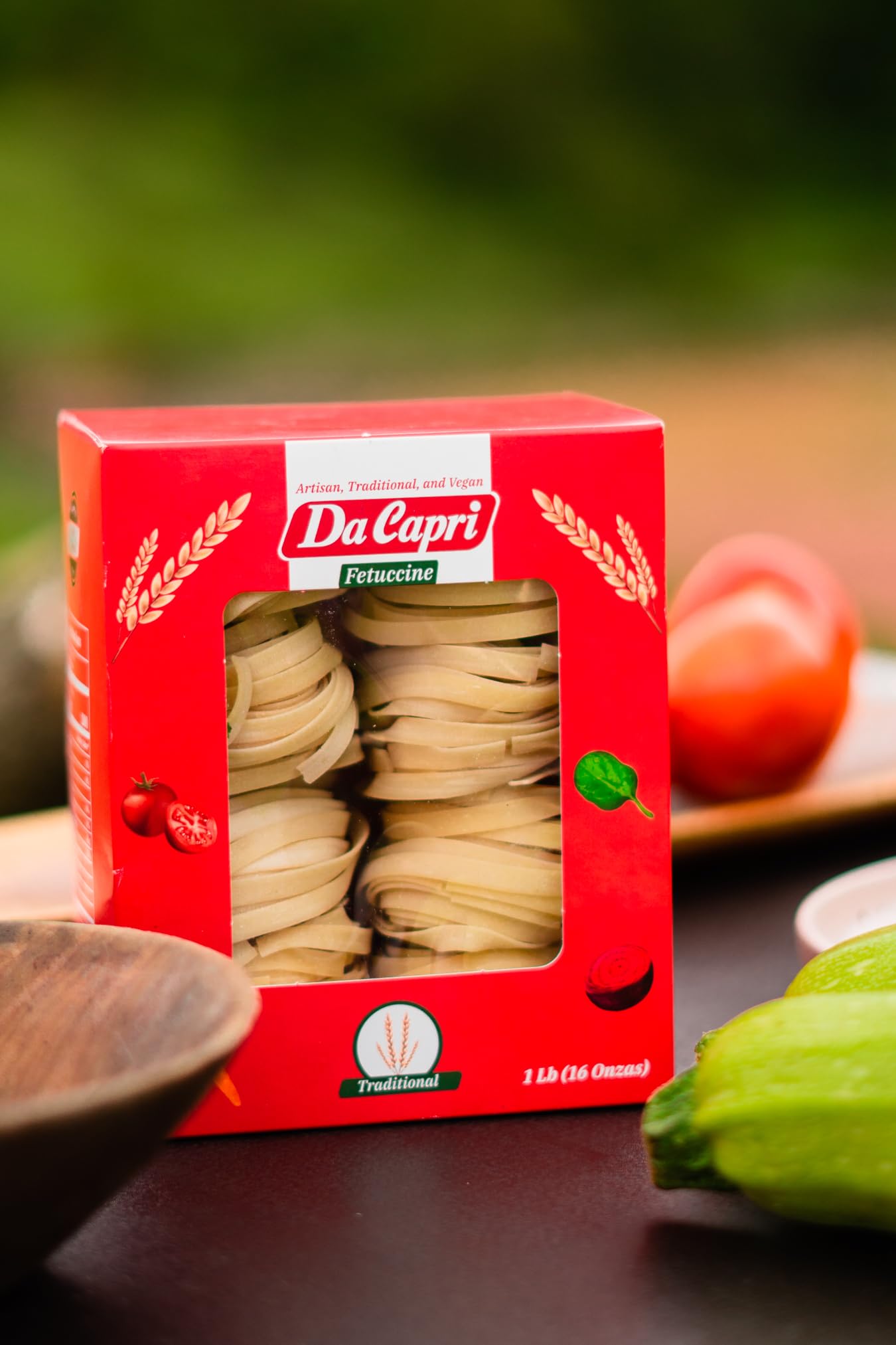 Da Capri Traditional Fettuccine (Pack Of 2) | Artisanal Homemade Pasta | 16 Oz Vegan & Healthy | 100% Natural & Plant-Based | Easy to make & Fast