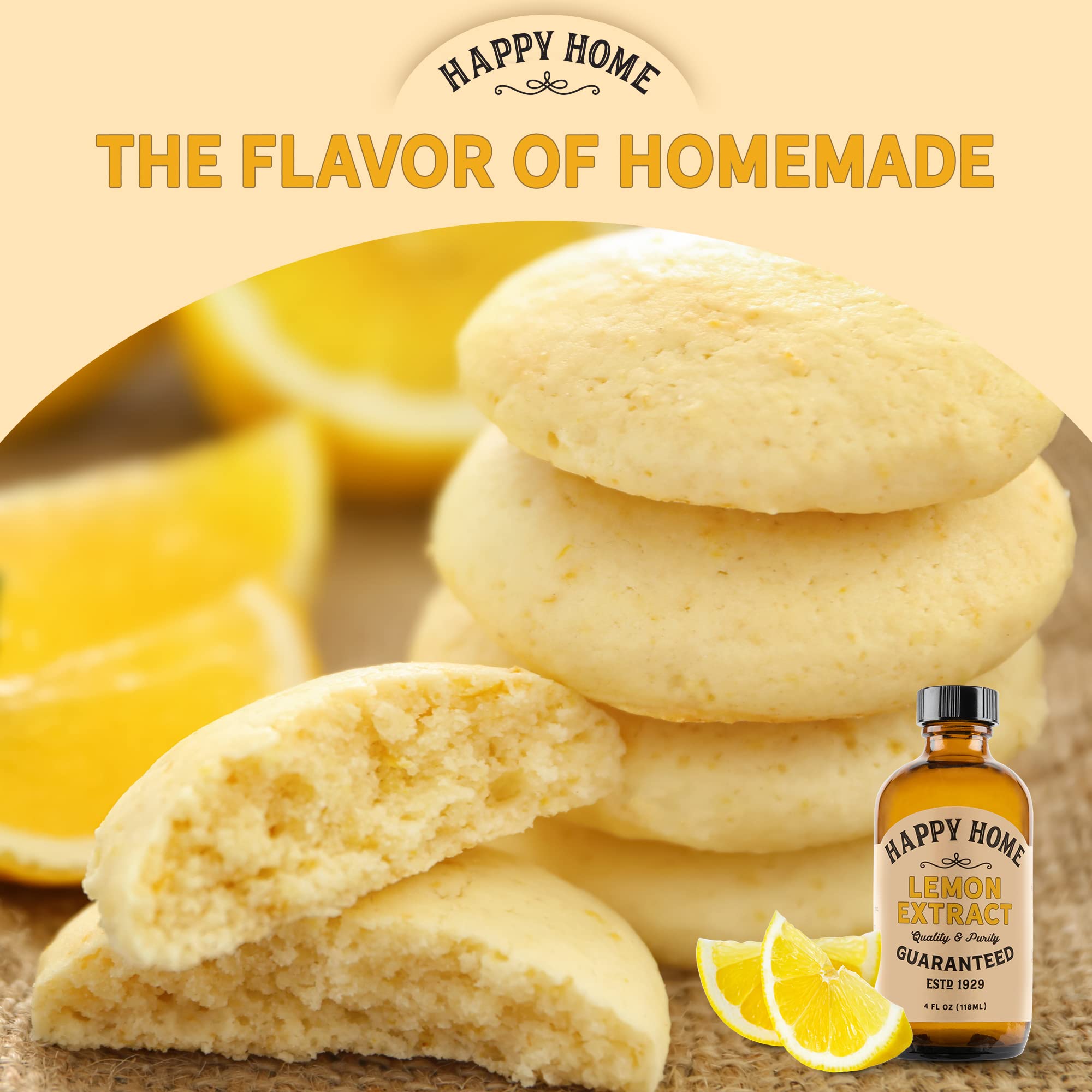 Happy Home Pure Lemon Extract- Certified Kosher, 4 oz.