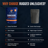 Rugged Unleashed Grass Fed Beef Sticks - Premium Carnivore Snacks With High Protein Meat Sticks, Savory Beef Jerky Snack Sticks, Carnivore Bar, No