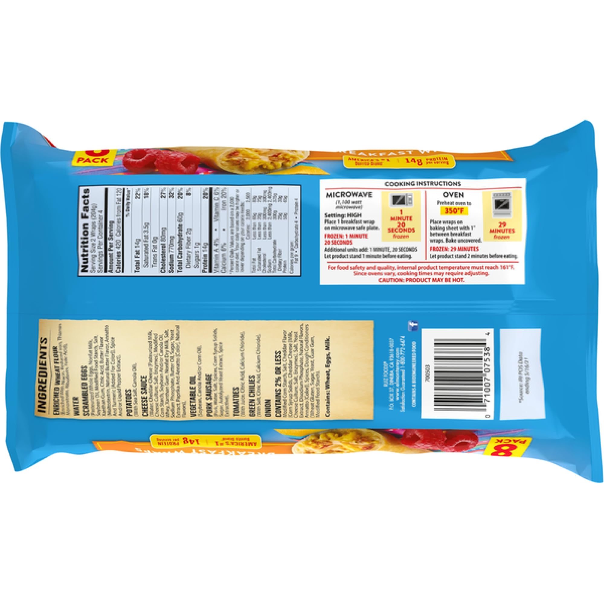 Salutem Vita - Egg Potato Cheese Sauce Sausage Breakfast Wraps, Gift Set, 28 oz - Pack of 4