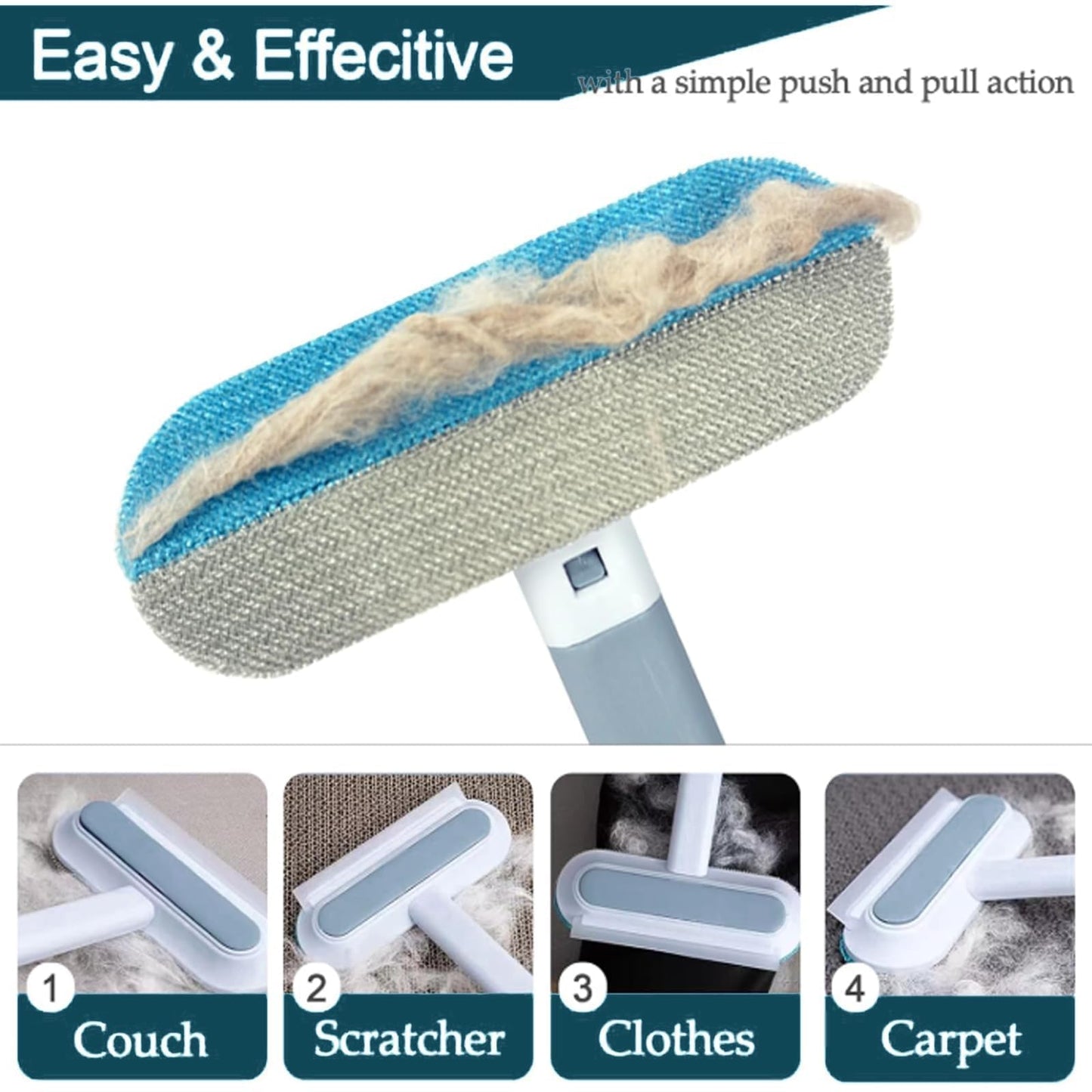 Pet Hair Remover Brush for Furniture, Reusable, Washable Lint Brush for Dog and Cat Hair Couch Remover - Gentle on Carpets, Bedding, Clothes