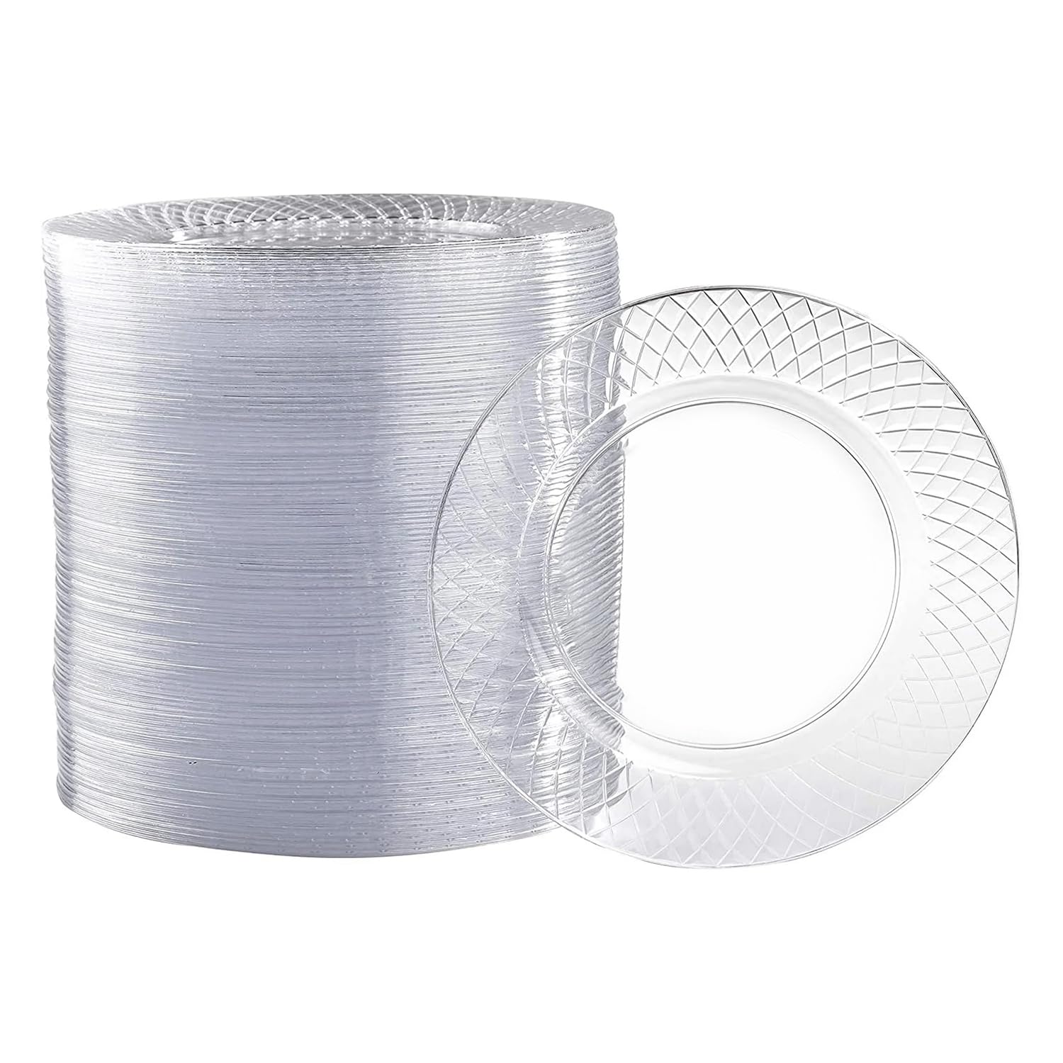 Prestee 100 Pack Clear Plastic Plates for Party - 6.25 Inch Small Round Dessert Plate and Appetizer Platter - Heavy Duty Disposable Plastic Plates