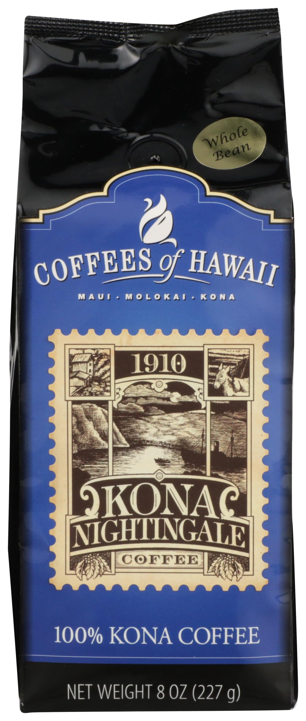Coffees Of Hawaii, Coffee Kona Nightingale Whole Bean, 8 Ounce