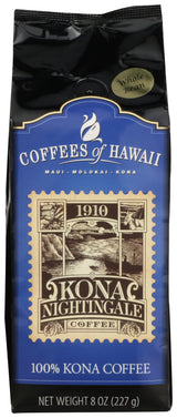 Coffees Of Hawaii, Coffee Kona Nightingale Whole Bean, 8 Ounce