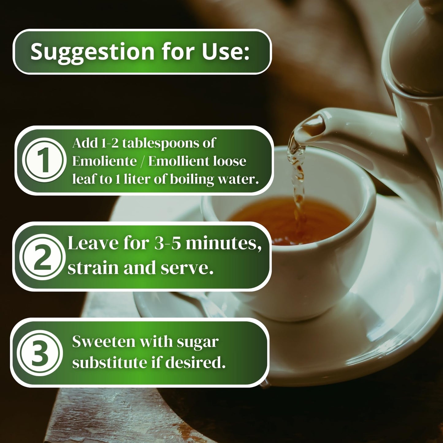Hanan Emoliente Herbal Tea from Peru 1.8oz (50g) Loose Herbs Boldus (Boldo), Horsetail (Cola de Caballo), Cat's Claw (Una de Gato), Flaxseed (Linaza)