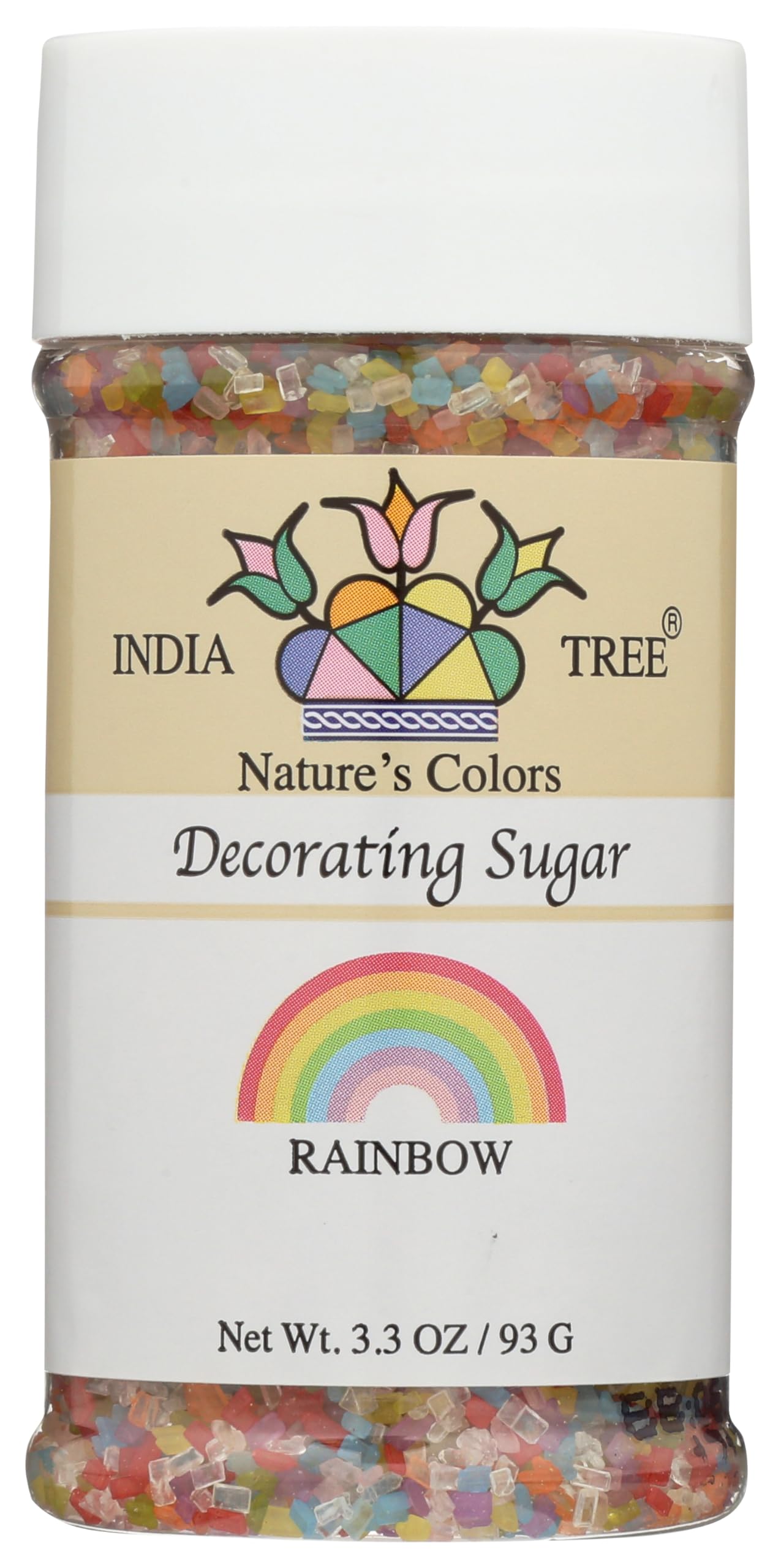 India Tree Nature's Colors Rainbow Mix Decorating Sugar, 3.3 Ounce