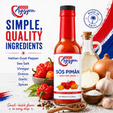 Sòs Pimàn Spicy Hot Sauce, Authentic Haitian, Haitian Goat Pepper, 5 fl oz, 100% Ayisyen