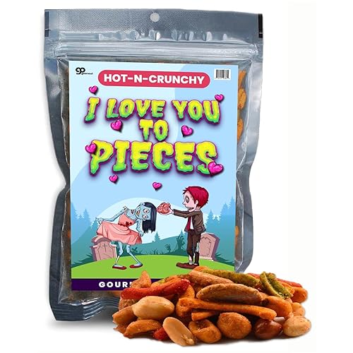 Zombie Love You to Pieces Trail Mix - Premium Spicy Romance Snack Mix Weird Food Valentine Gifts Horror Movie Night Snacks for Date Gift Basket