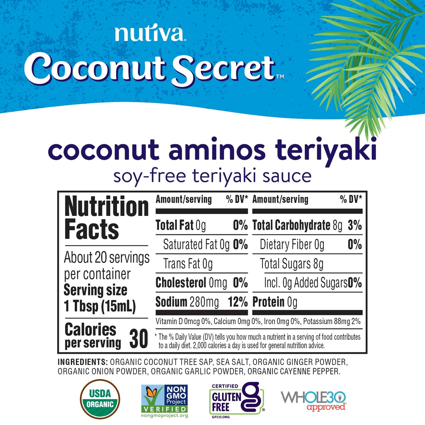 Coconut Secret Coconut Aminos Teriyaki Sauce - 10 fl oz - Low Sodium Soy-Free Teriyaki Alternative, Low Glycemic - Organic, Vegan, Non-GMO