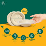 ECO SOUL Disposable Paper Bowls 16 oz, 200 Pack - Biodegradable Compostable Sugarcane Bagasse Bowls, Heavy Duty & Microwave Safe, Large Bowls