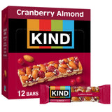 KIND Healthy Snacks Bars, Cranberry Almond, Gluten Free, High Fiber Snacks, 5g Protein, 12 Count