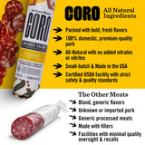 Coro Classic Uncured Artisan Salami Stick - 5oz | Garlic & Ginger