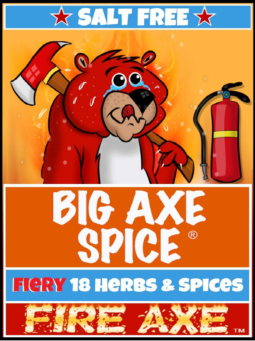 Big Axe Spice FIRE AXE - EXTRA HOT 18 Herb Blend Salt Free, Gluten Free, Sugar Free, Preservative Free -Vegetarian Vegan Paleo Kosher & Halal Friendly
