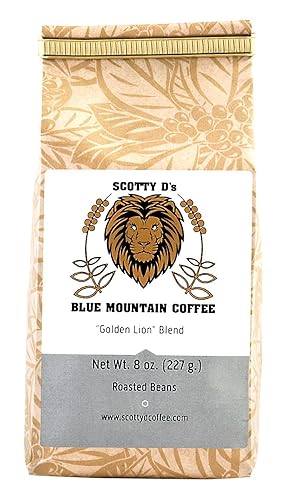 Scotty D's Jamaican Coffee "Golden Lion" Blend-Jamaican Blue Mountain(Whole Bean) (Medium Roast) 8 oz.