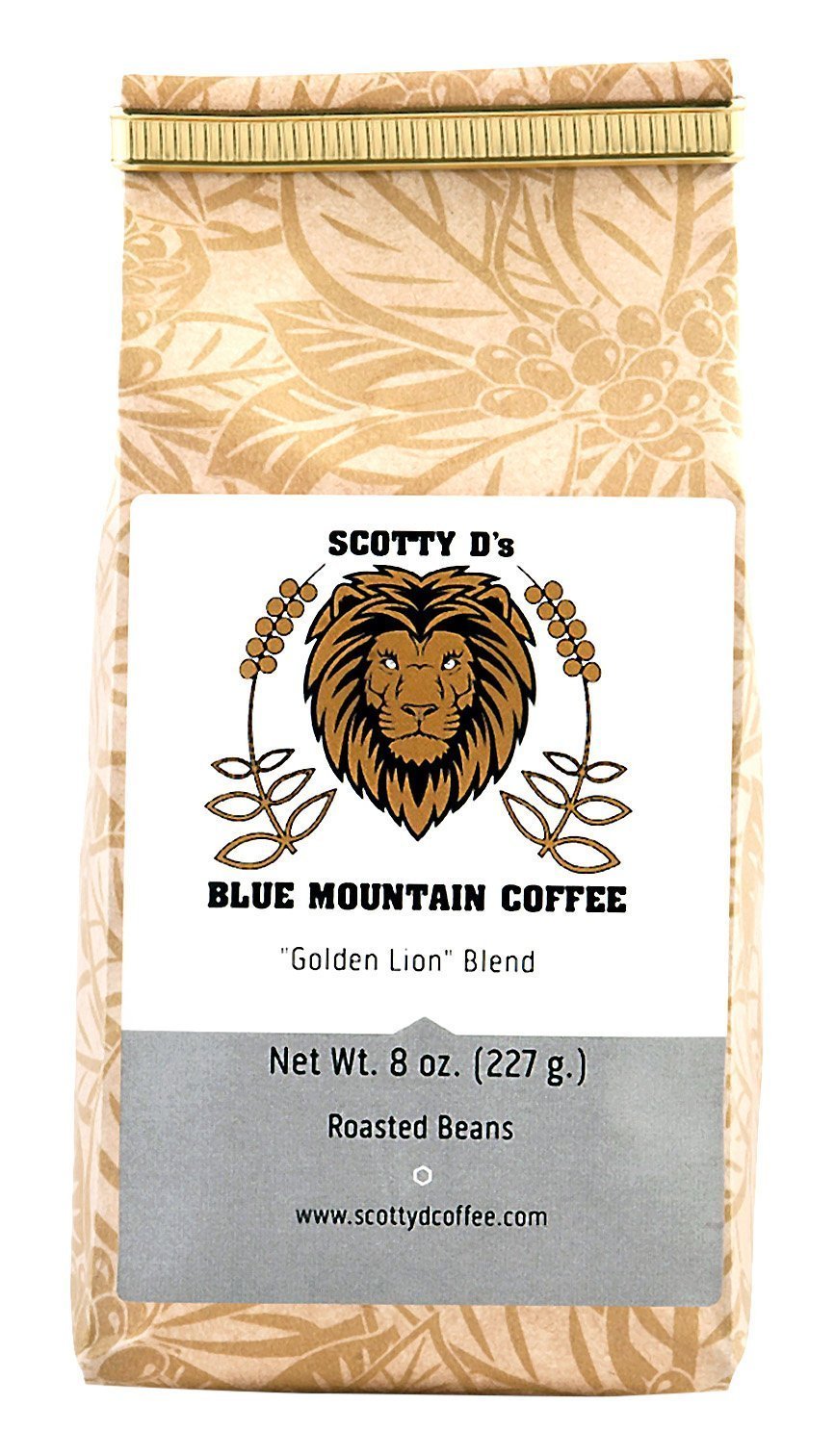 Scotty D's Jamaican Coffee "Golden Lion" Blend-Jamaican Blue Mountain(Whole Bean) (Medium Roast) 8 oz.