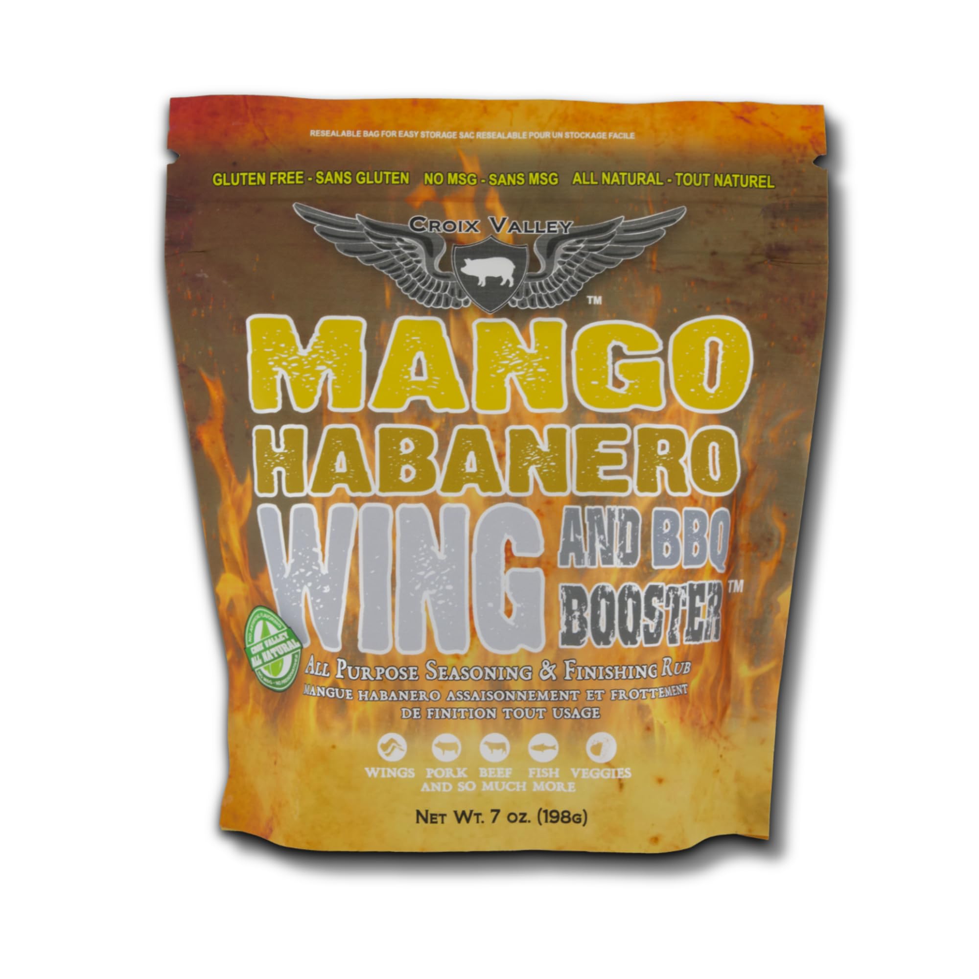 Croix Valley Mango Habanero Wing & BBQ Booster™ Wing Seasoning - Sweet Heat Tropical Spice for Wings, Fries & Chicken - 3 Pack (7 oz Foil Pouches)