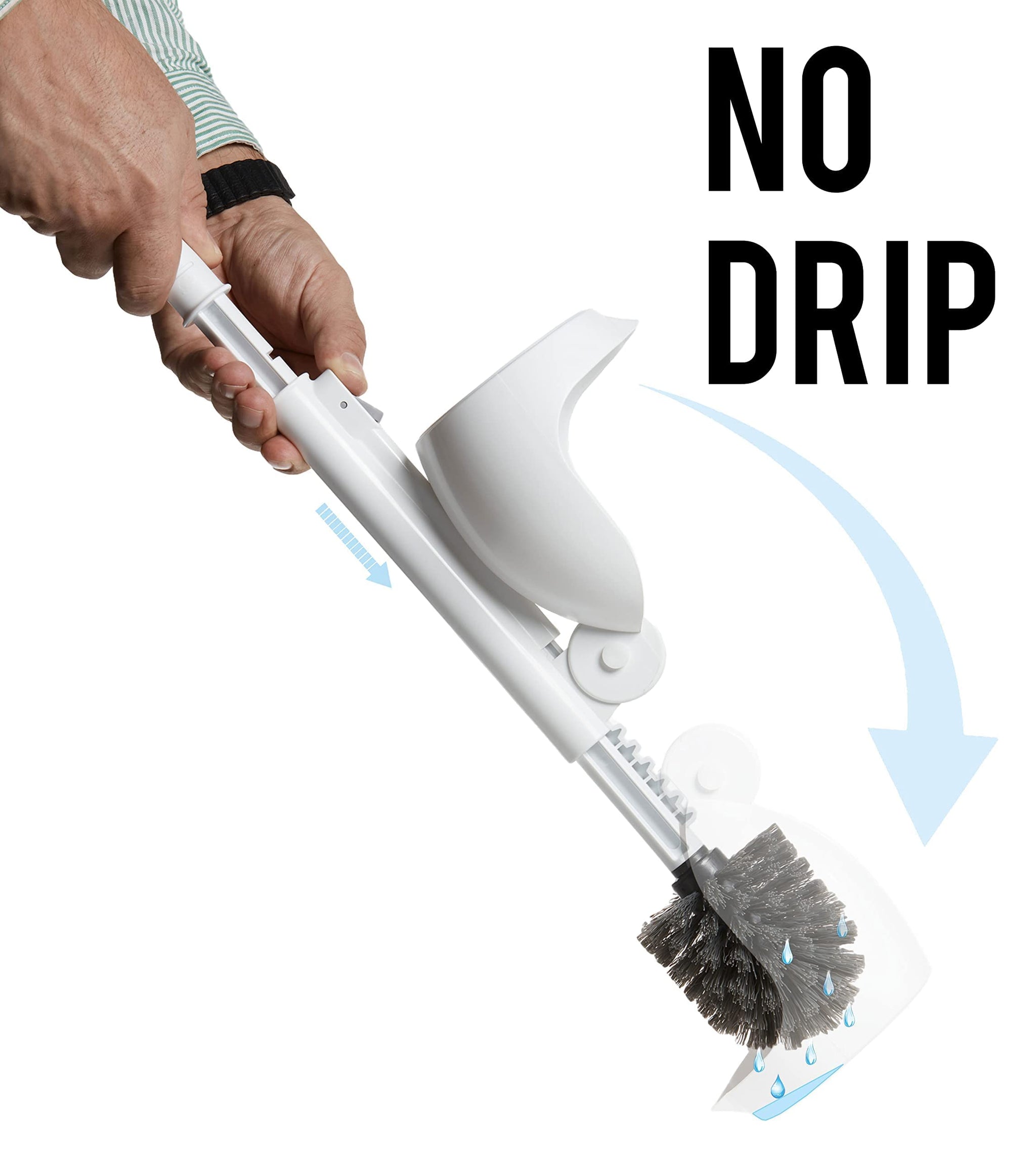 ELYPRO Toilet Brush with Holder - Drip-Free Hygienic Bathroom Scrubber with No-Drip Caddy, Built-in Spout, Fast-Drying Ventilated Design, Compact