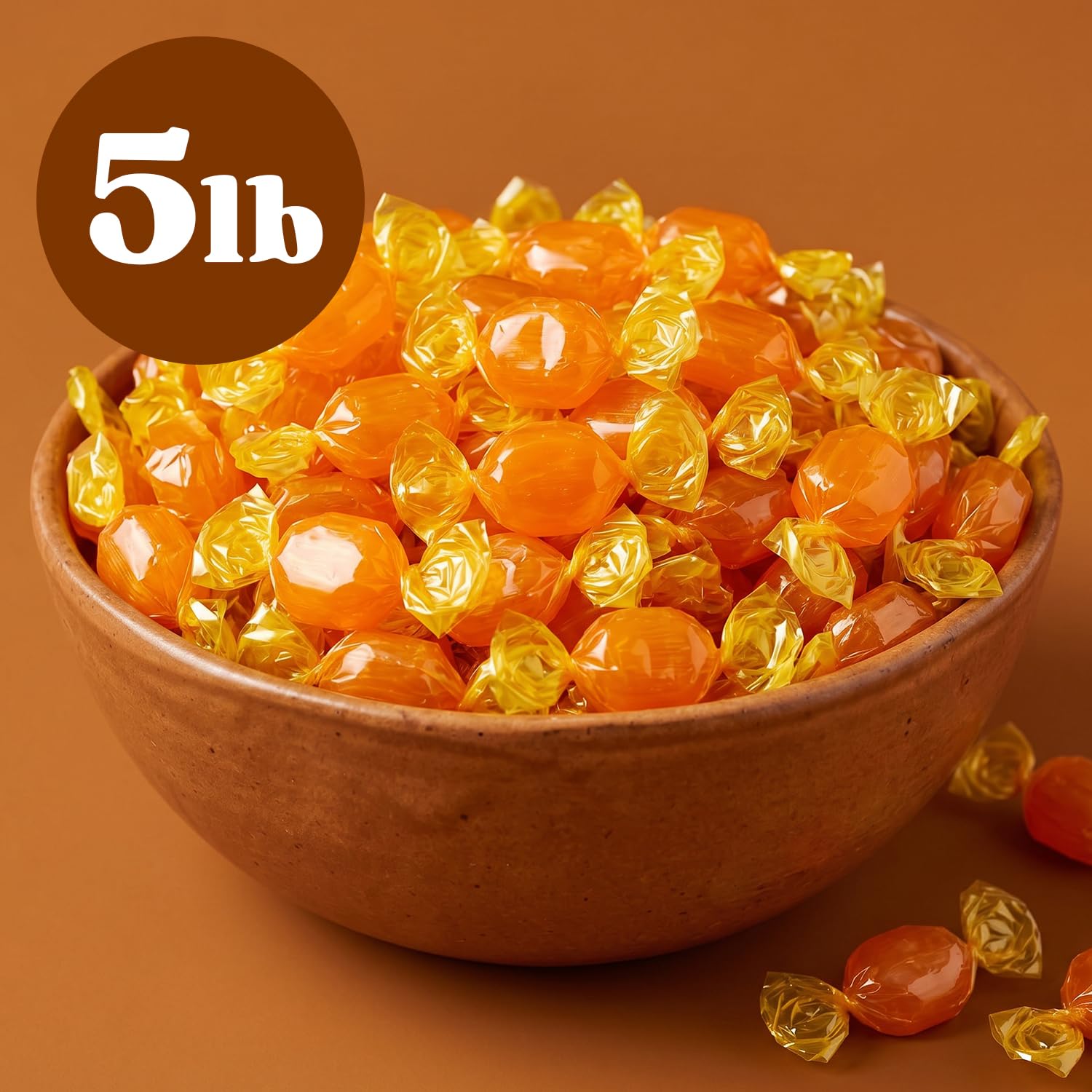 Butterscotch Hard Candy 5 LB Bulk Bag - Individually Wrapped Candy - Yellow Butter scotch Discs Candies for Office, Parties, Bowls and Holidays